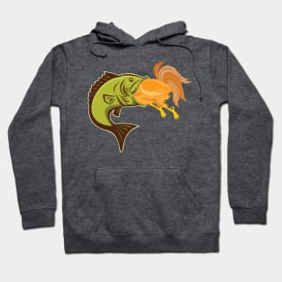 Small Mouth Bass eats Cock-a-doodle doo Hoodie